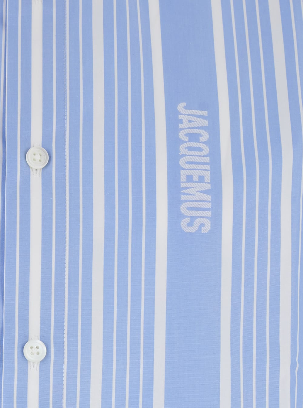 Jacquemus Simon Light Blue Shirt With All-over Stripe Motif And Logo Lettering In Cotton Man In Blue
