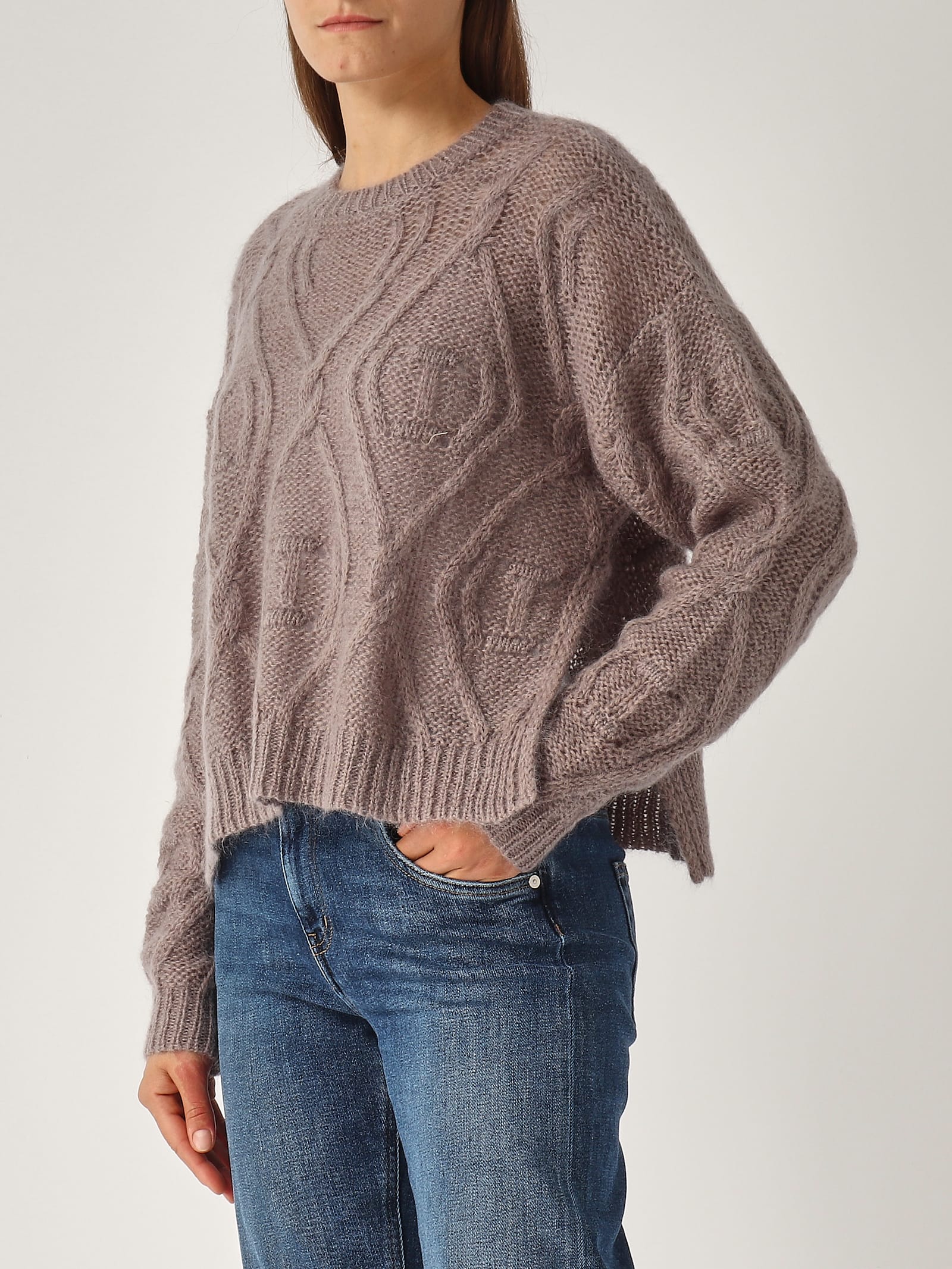 Shop Twinset Wool Sweater In Tortora Scuro