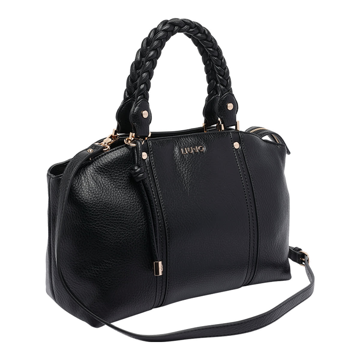 Liu •jo Braided-handle Satchel Bag In Black