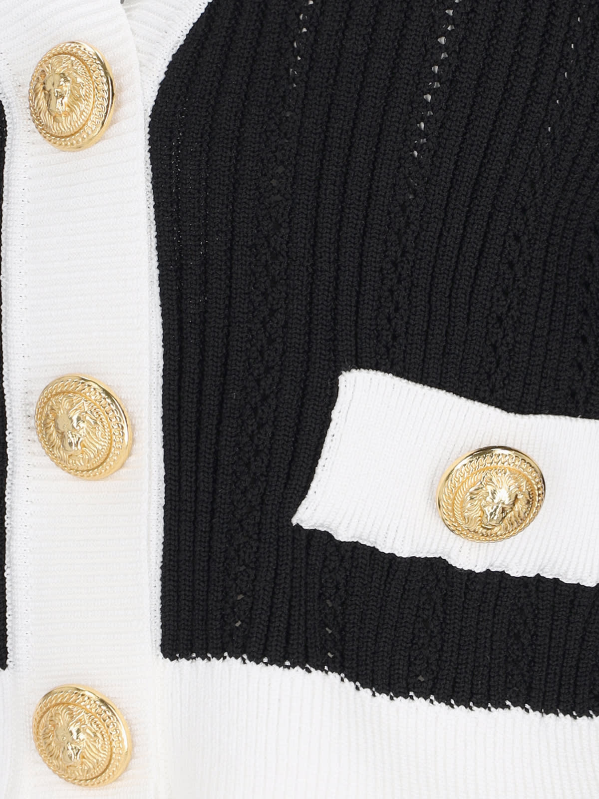 Balmain Contrast-border Ribbed Knit Cardigan