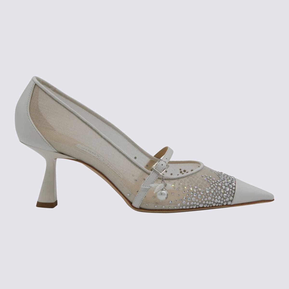 Jimmy Choo White And Crystal Aren Pumps In White
