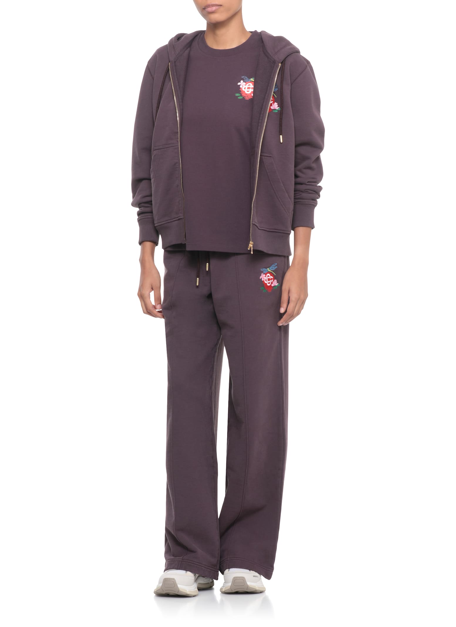 Casablanca Dragonfly Floral Embroidery Jogging Pants In Purple