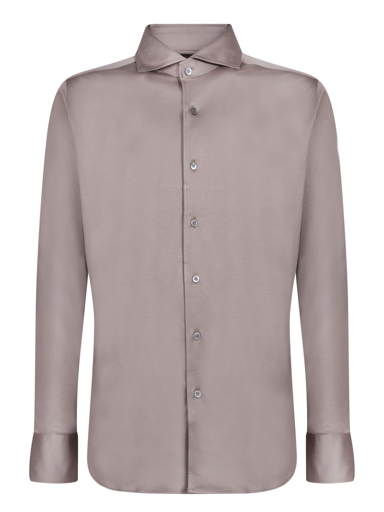 Shop Canali Cotton Mastic Shirt In Brown