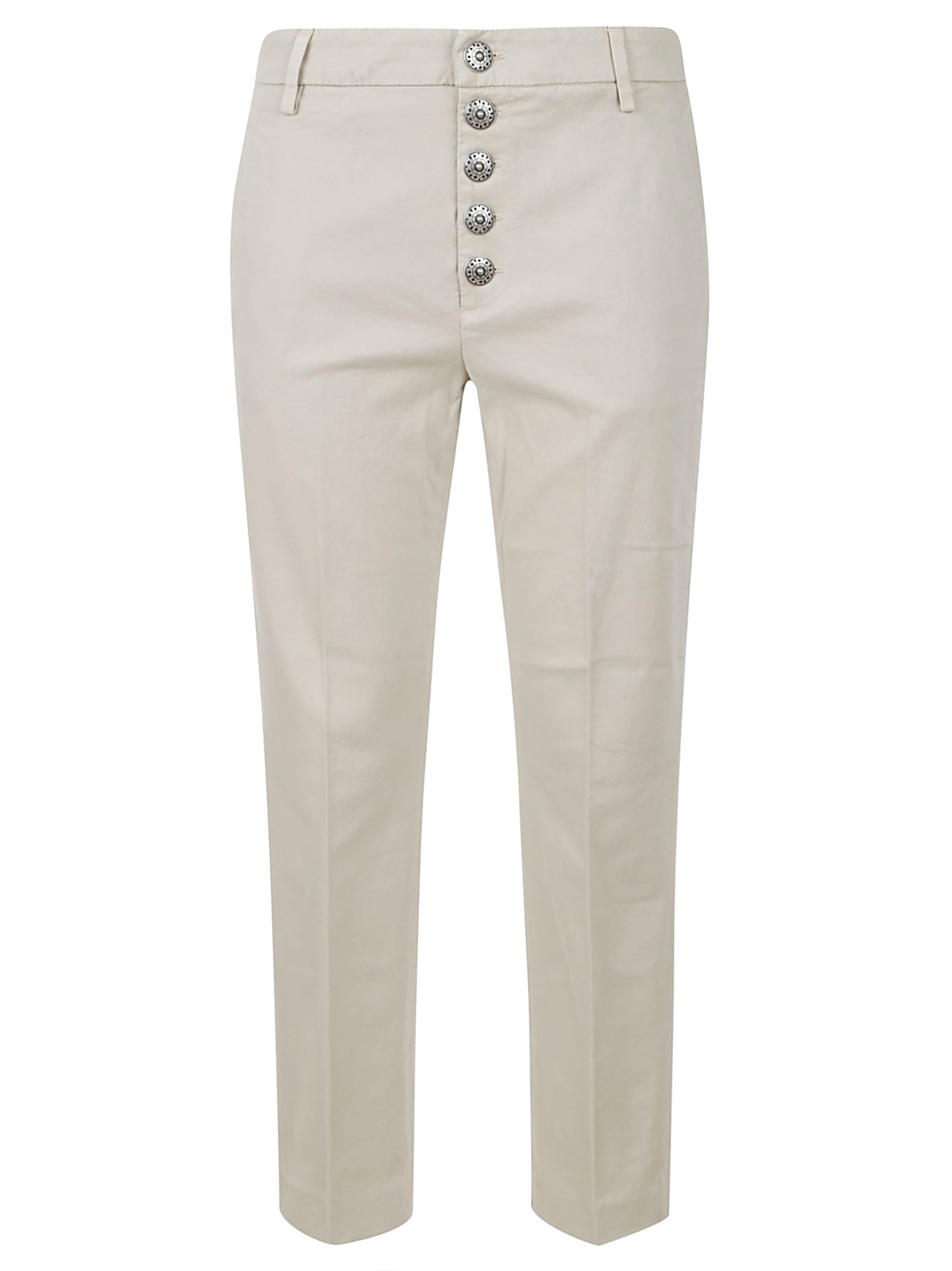 Shop Dondup Buttoned Fitted Trousers In Sand