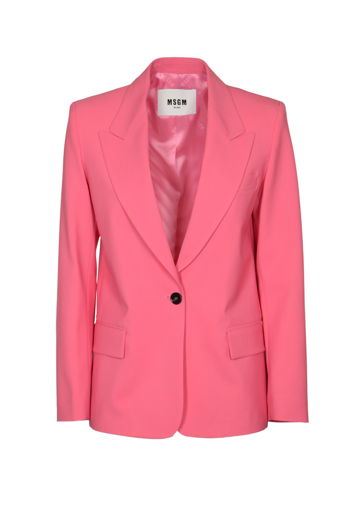 Shop Msgm Single Button Blazer In Pink