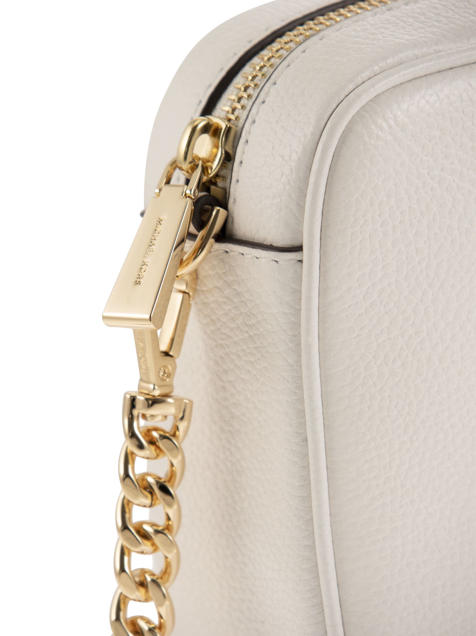 Shop Michael Kors Ginny - Leather Shoulder Bag In White