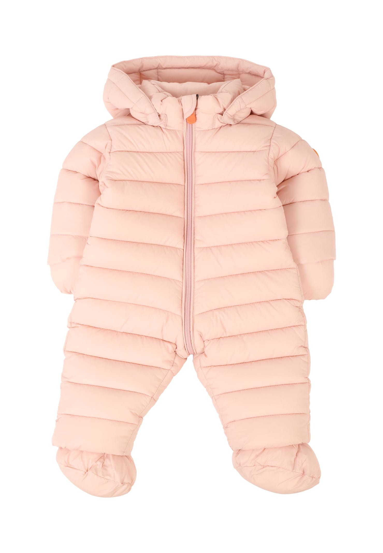 Save The Duck Pink Down Jacket For Baby Girl With Logo In Pink