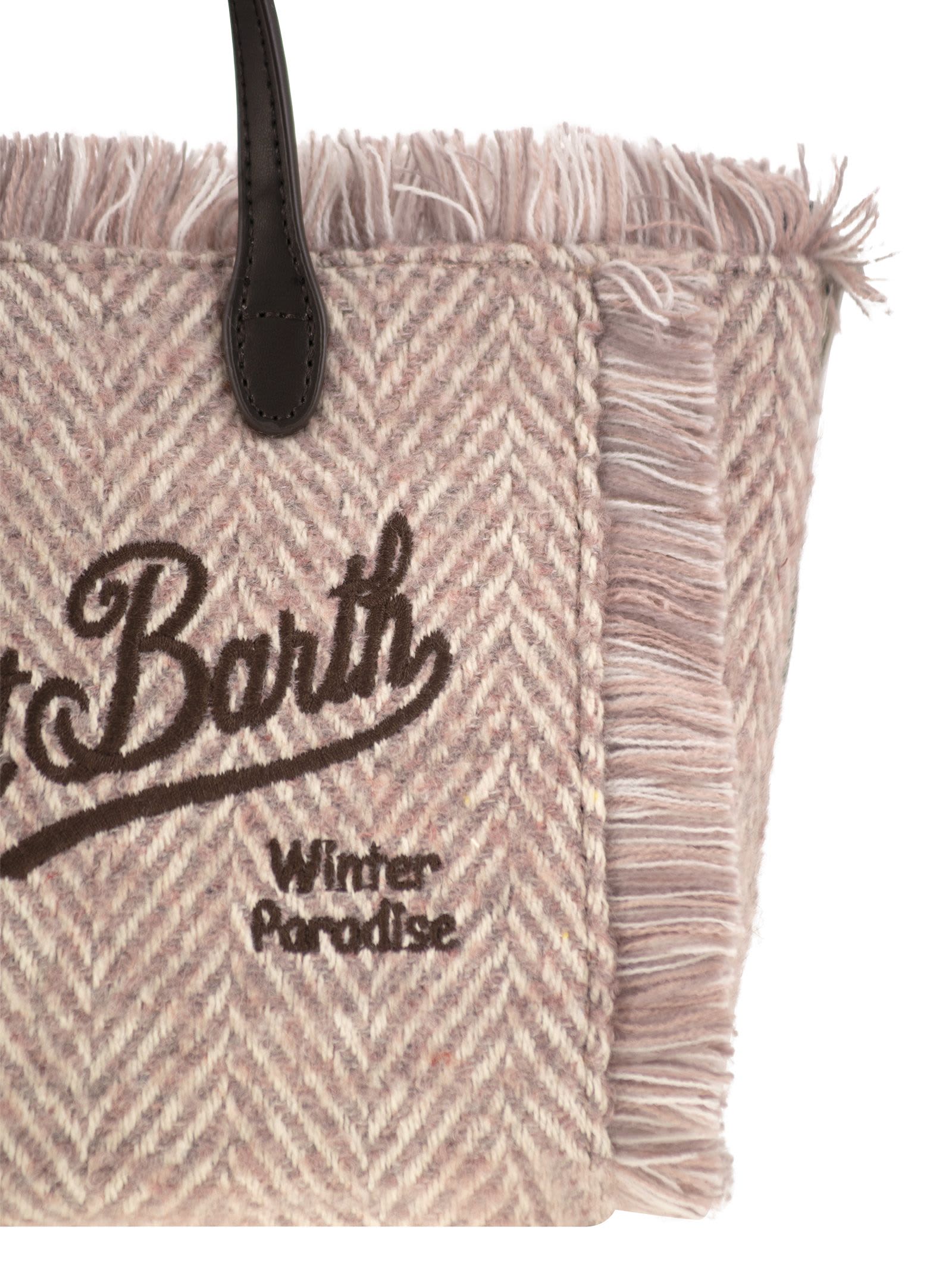 Shop Mc2 Saint Barth Mini Vanity Bag With Bangs And Embroidered Logo In Pink