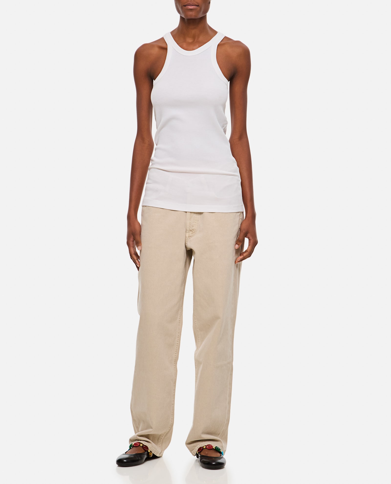 Sportmax Nastie Silk Cotton Tank Top Clothing In White