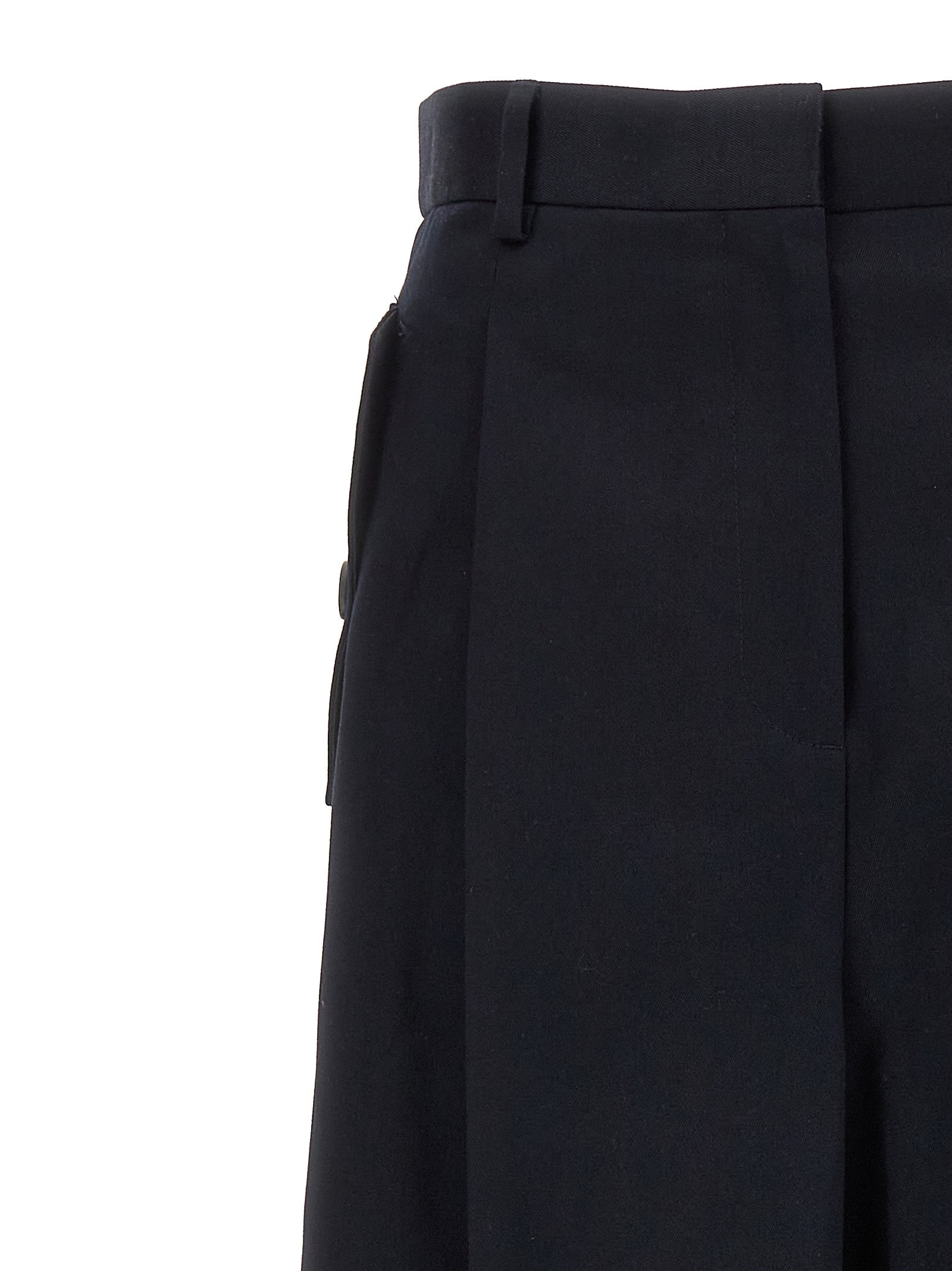Lanvin Blue Loose Leg Front Pleat Pants In Black