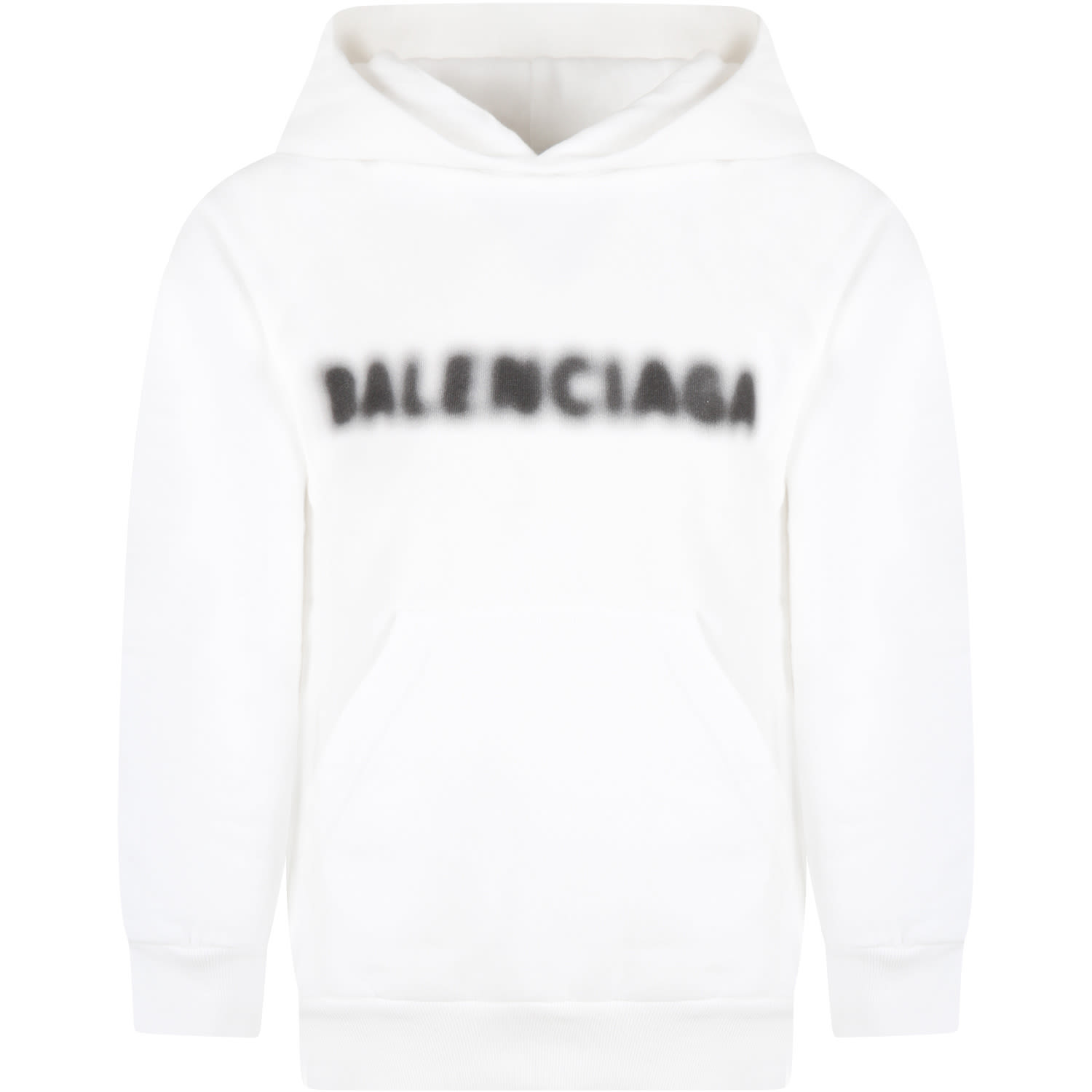 Balenciaga White Sweatshirt For Kids With Black Logo