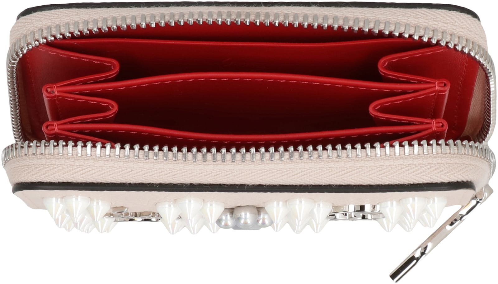 Shop Christian Louboutin Panettone Micro Leather Wallet In Panna