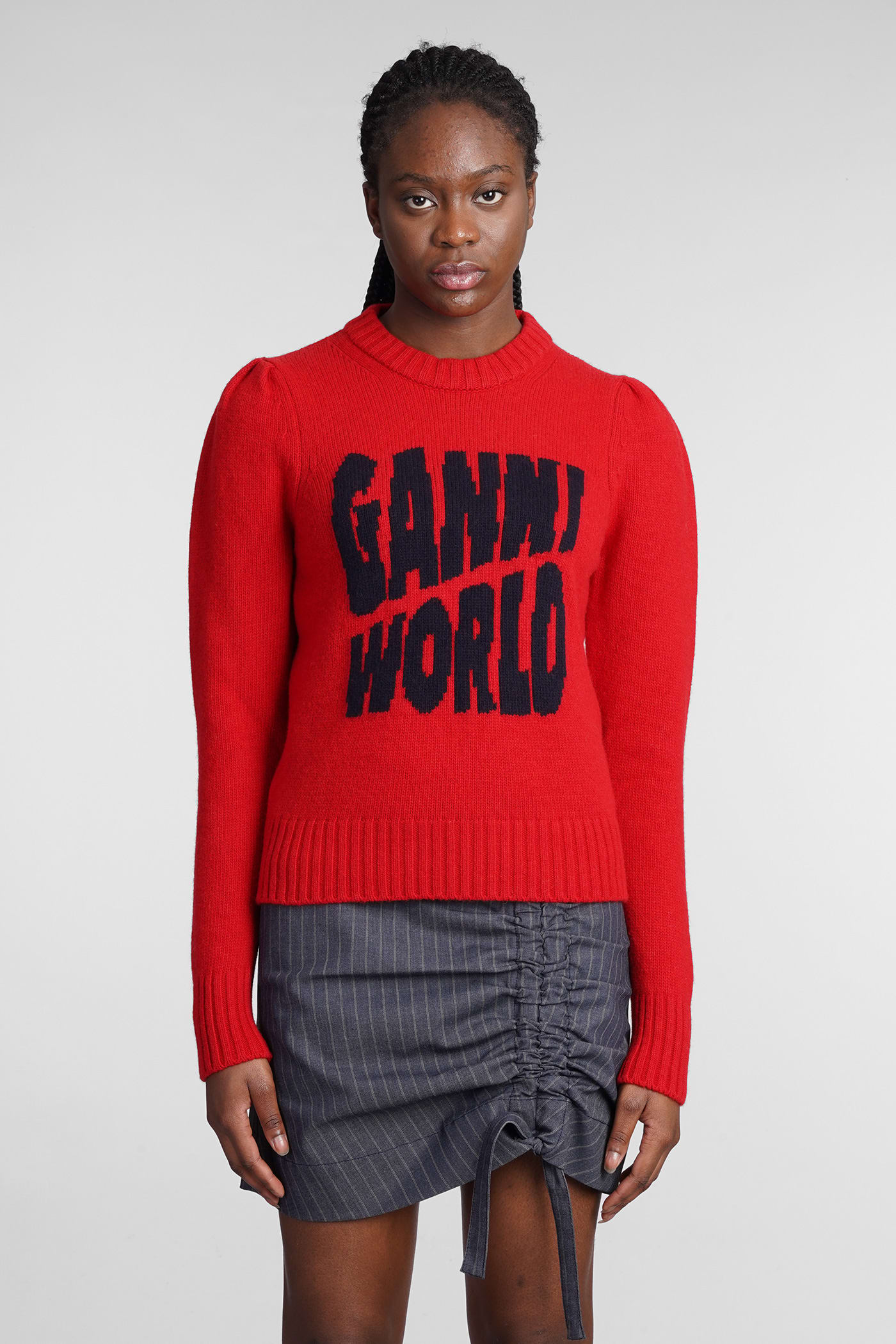Ganni Knitwear In Red Wool