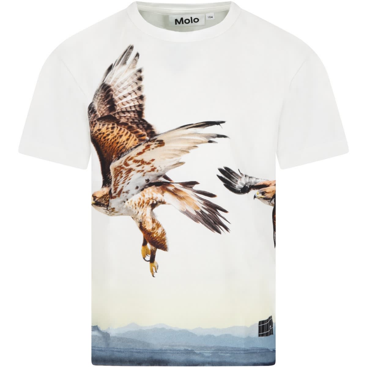 Molo White raveno T-shirt For Boy With Eagles