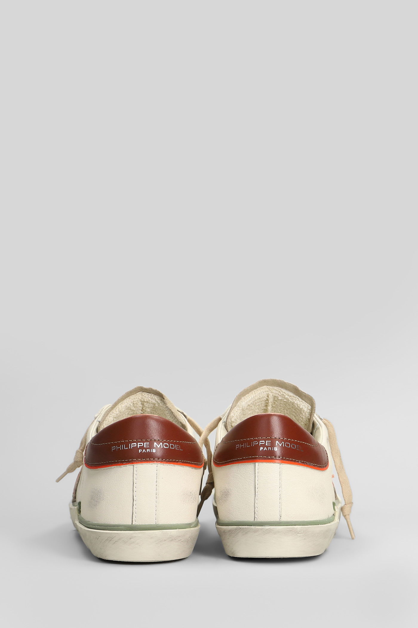 Philippe Model Prsx Low Sneakers In White Suede And Leather In White