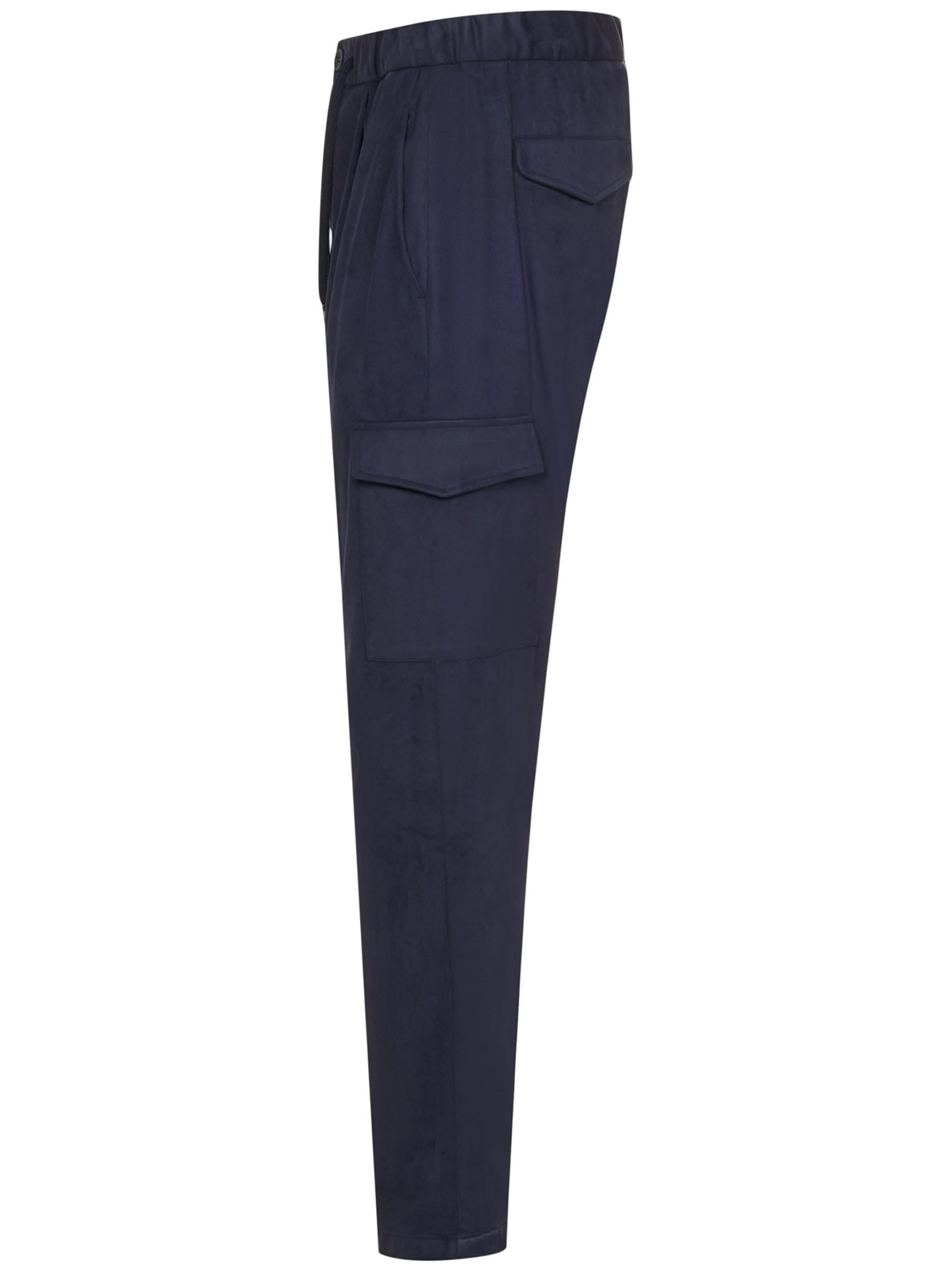 Herno Blue Mid-rise Regular Fit Straight Hem Trousers In Blue