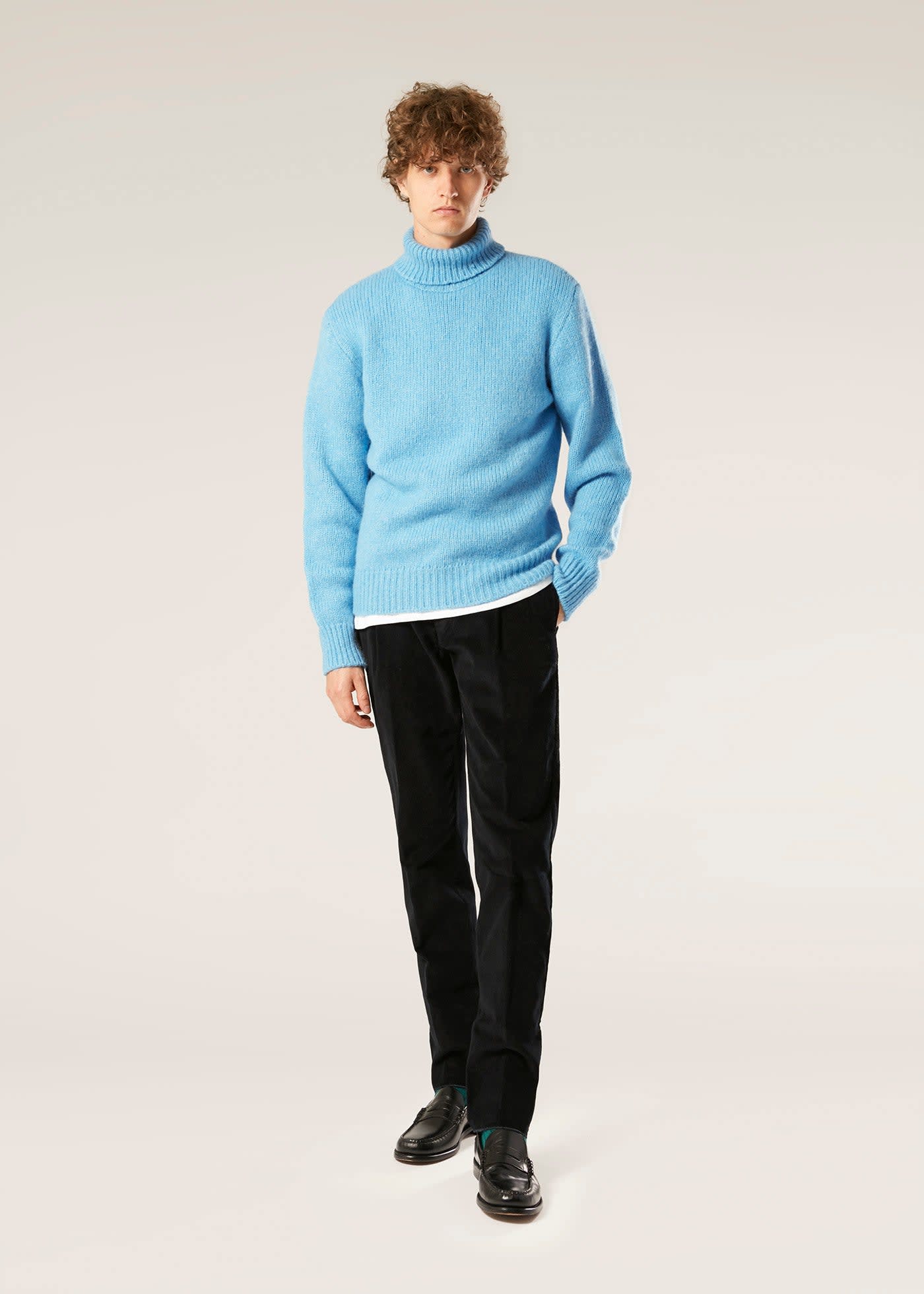 Doppiaa Aamintore Light Blue Wool Turtleneck In Blue