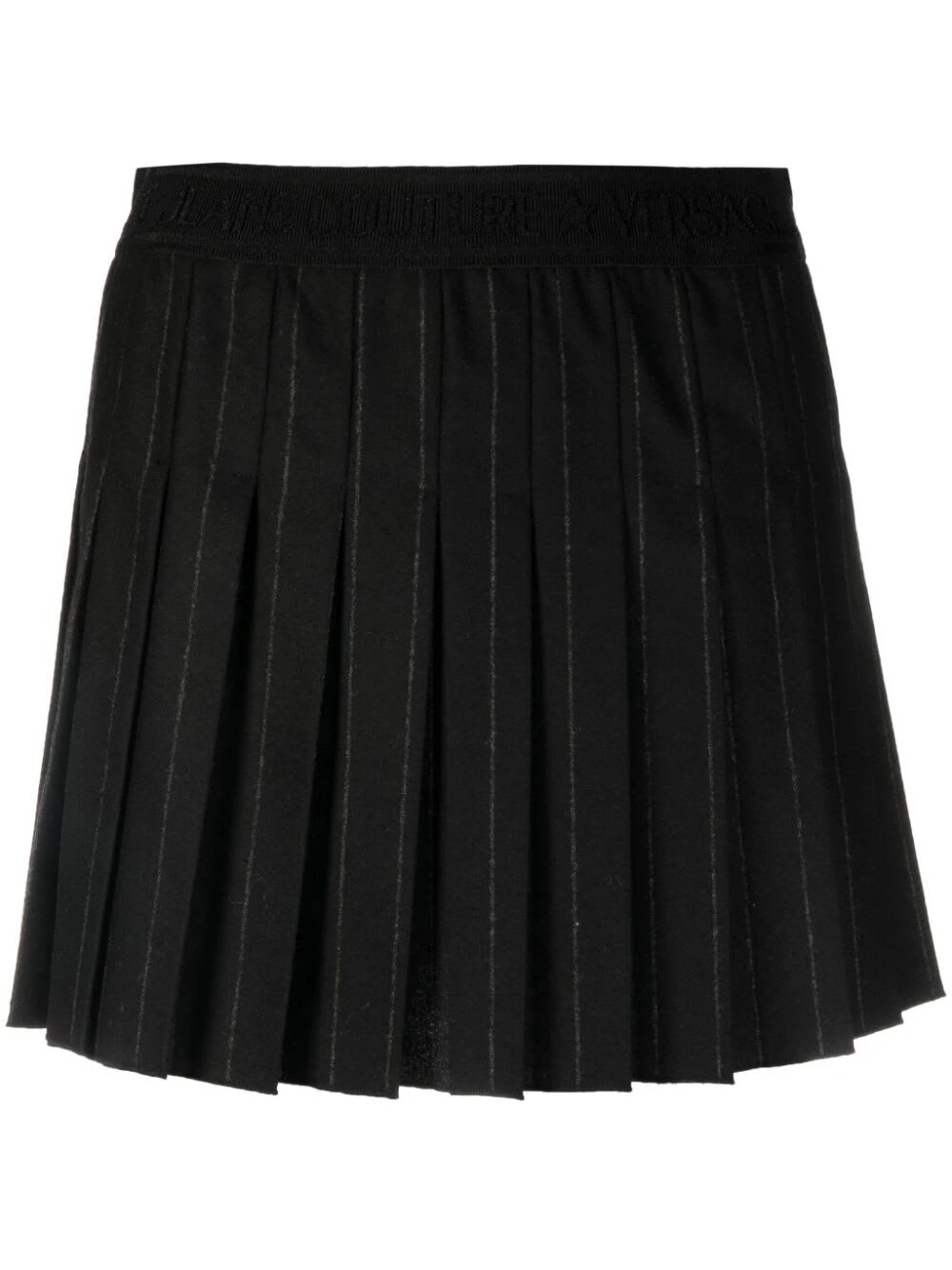 VERSACE JEANS COUTURE SHORT PINSTRIPED PLEATED SKIRT