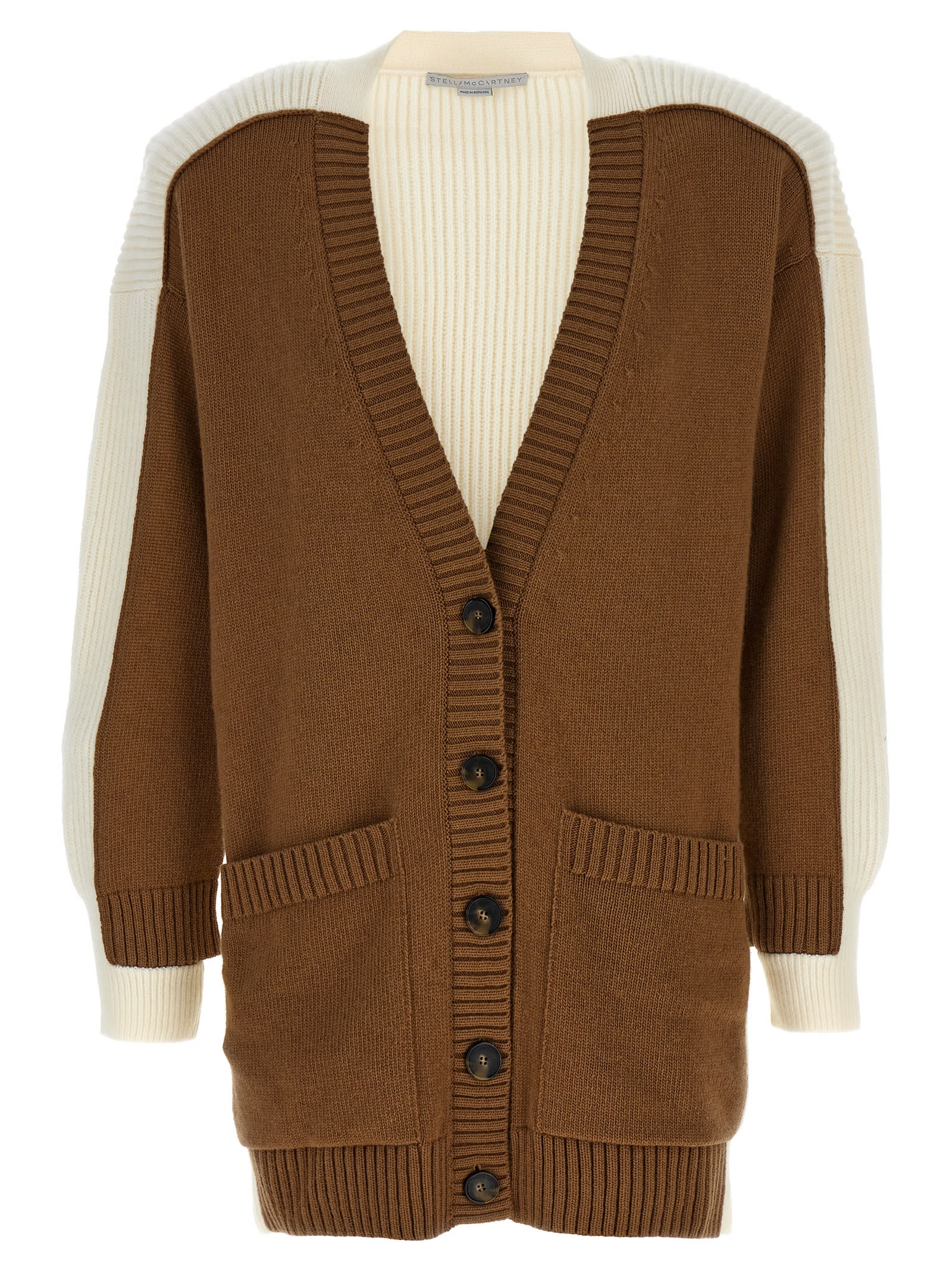 Shop Stella Mccartney Two-tone Cardigan In Beige