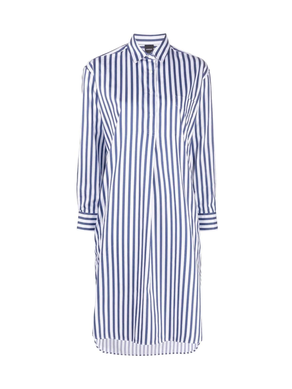 Aspesi Striped Longuette Dress With Slits And Pocket