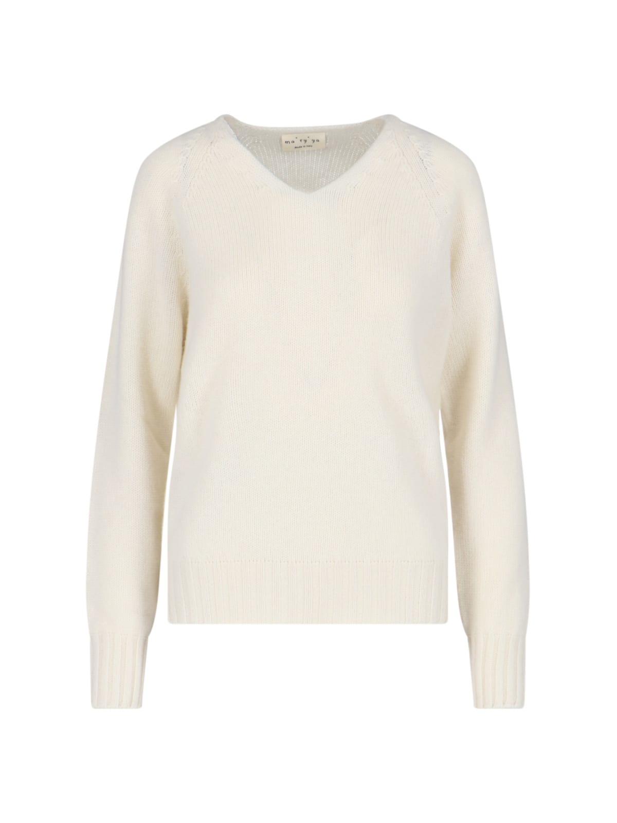 Shop Ma'ry'ya V-neck Sweater In Crema