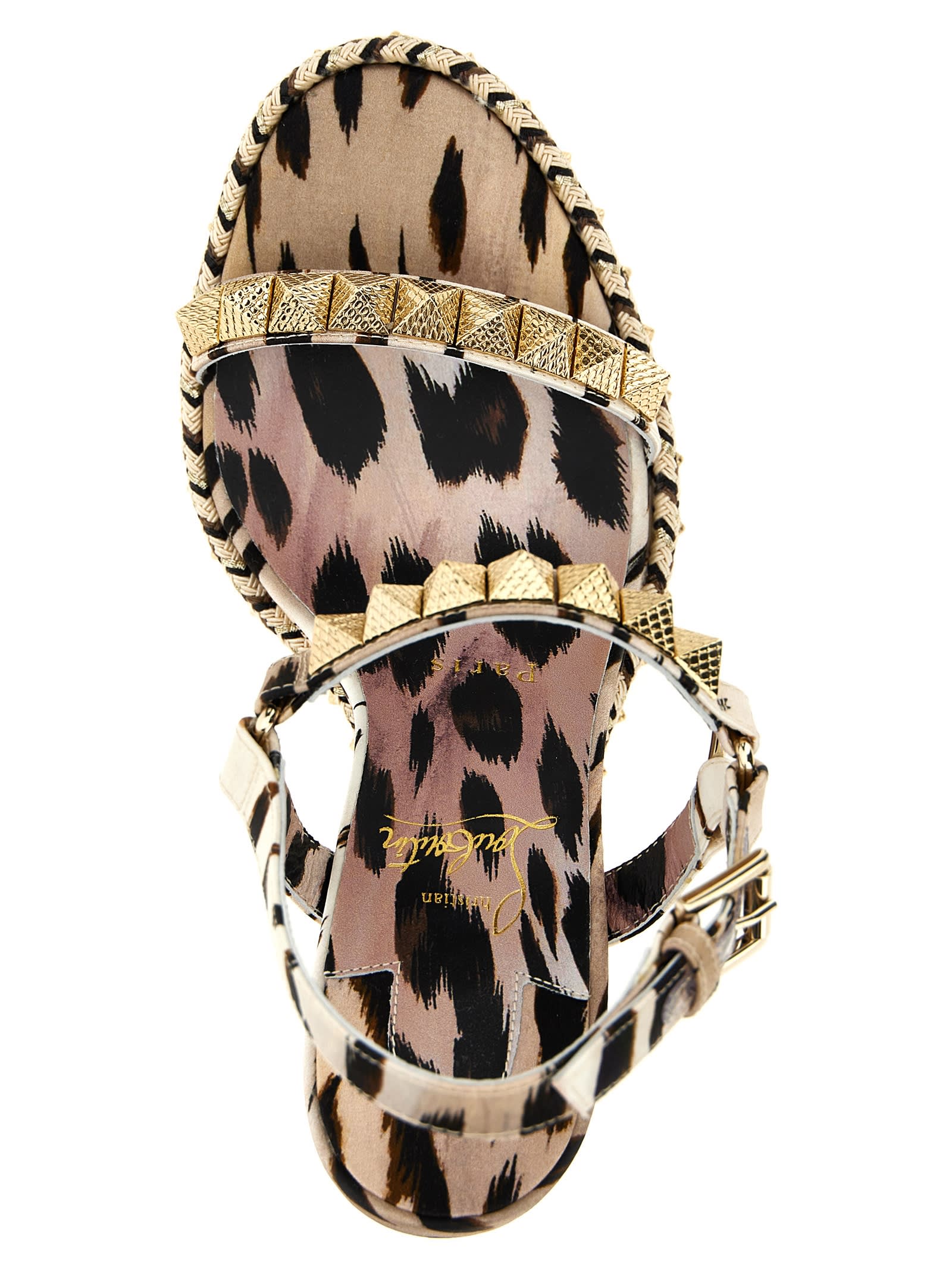 Christian Louboutin Pyraclou 110 Sandals In Rose-pink Silk In Animal Print