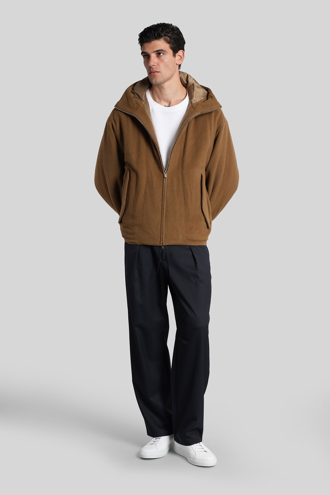 Attachment Casual Jacket In Camel Wool In Brown