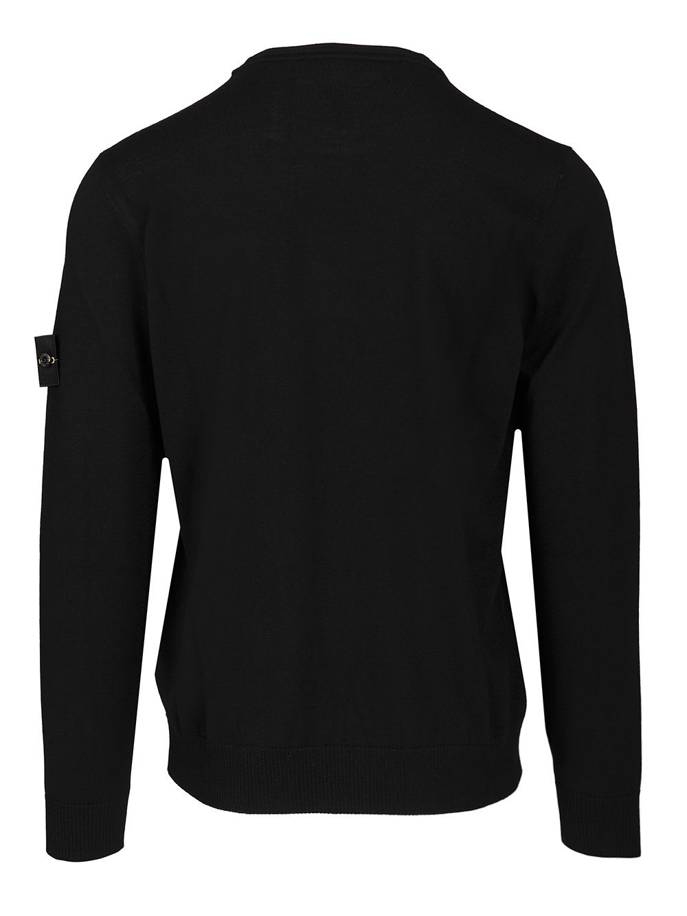 Stone Island Lightweight Wool Crew Neck Sweater With Raglan Sleeves Clothing In Black