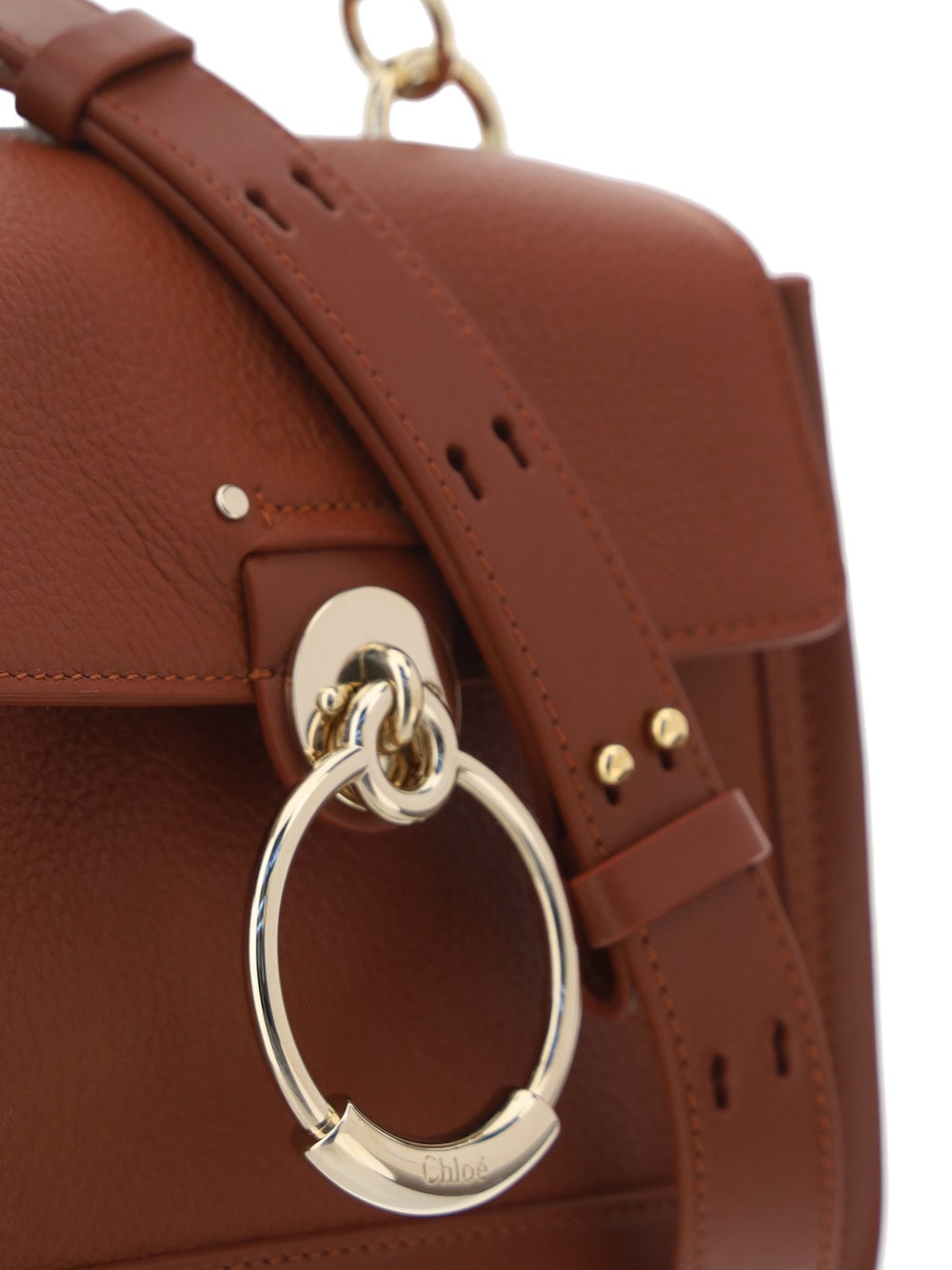 Shop Chloé Tess Handbag In Leather Brown