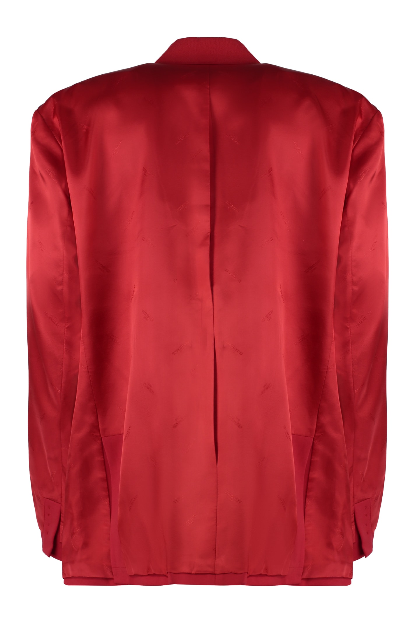 Shop Vetements Cotton Blend Jacquard Blazer In Red