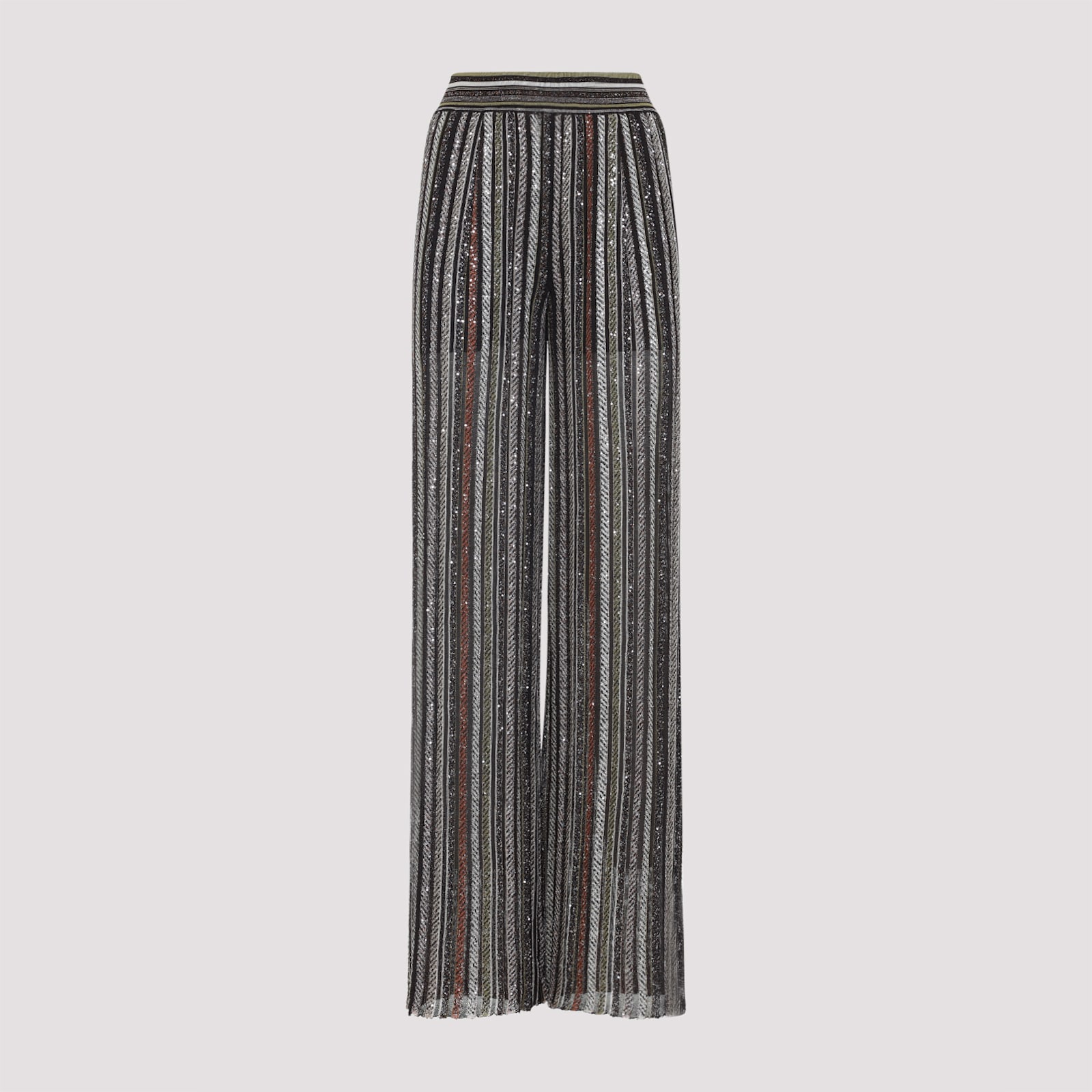 Missoni Pantalone In Misto Viscosa Stretch Ricamata Donna In Gray
