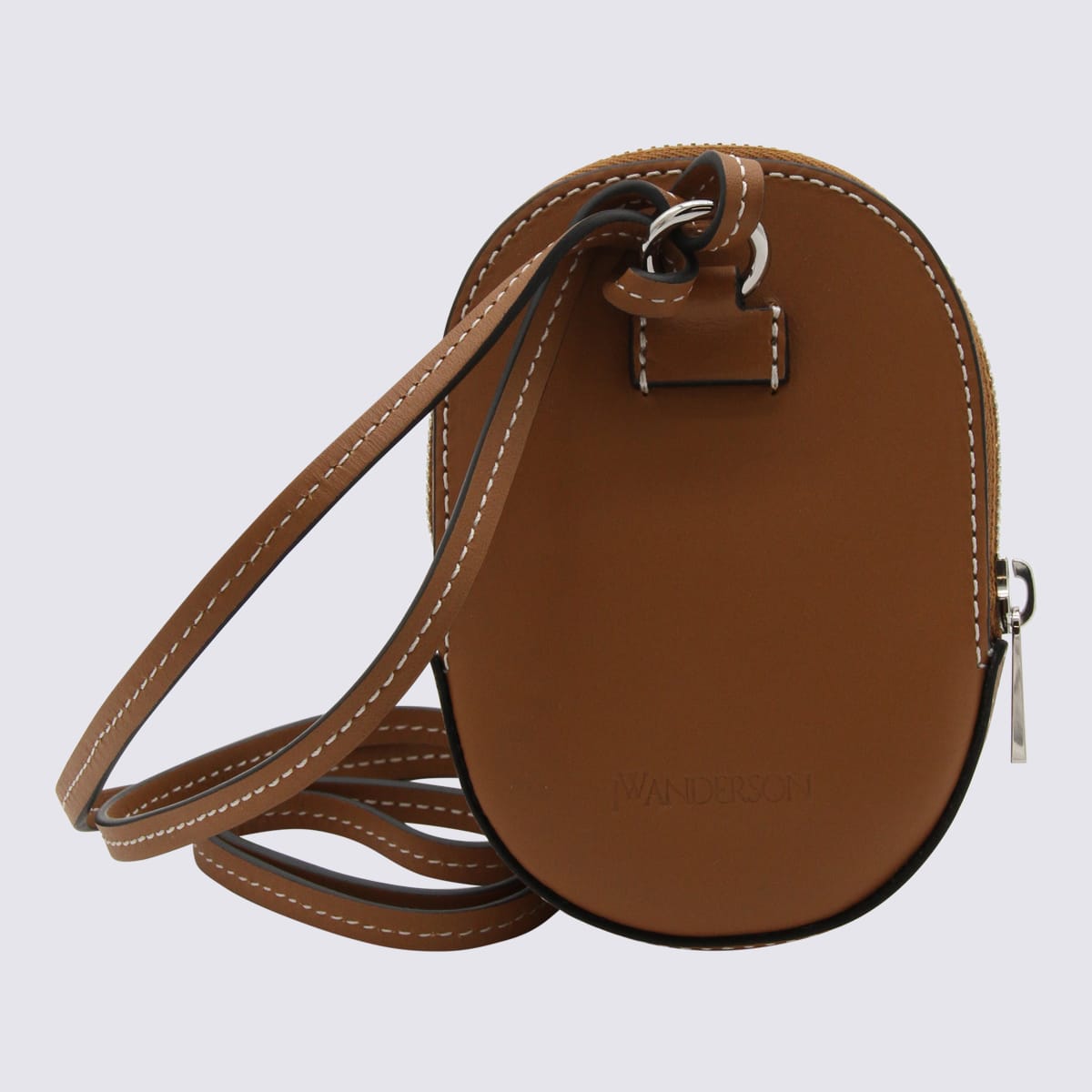 Shop Jw Anderson Beige Leather Crossbody Bag In Natural/pecan