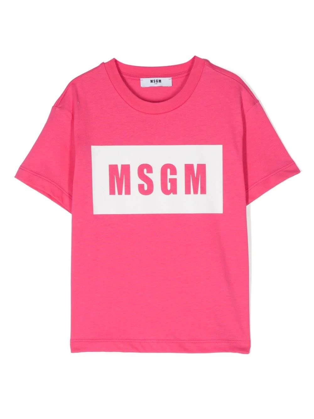 Msgm Kids' T-shirt Con Logo In Fucsia