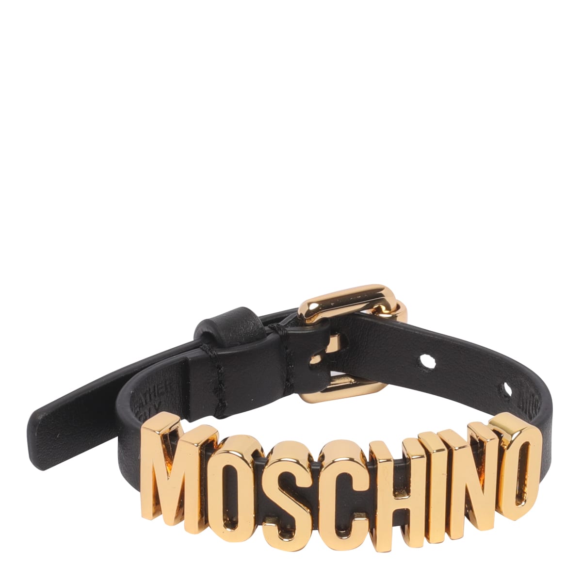 Shop Moschino Lettering Logo Bracelet In Black