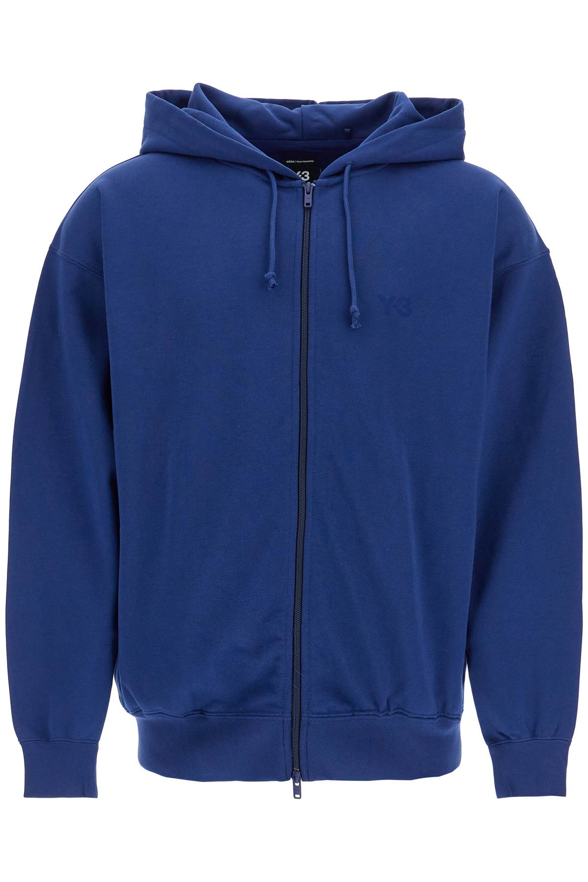 Mens Blue Zip Hoodie In Cotton With Recycled Polyester