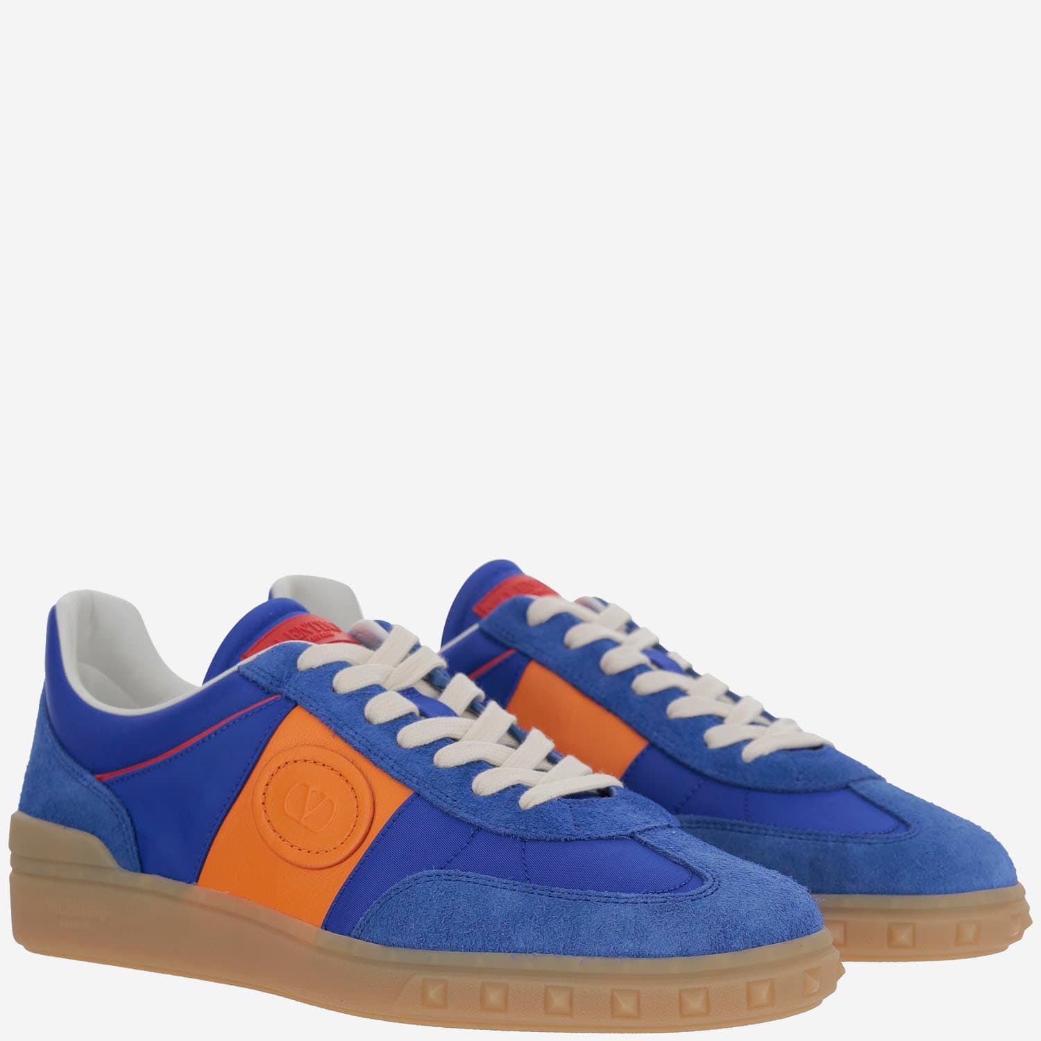 Valentino Multicolor Split Leather And Leather Upvillage Sneakers In Blu