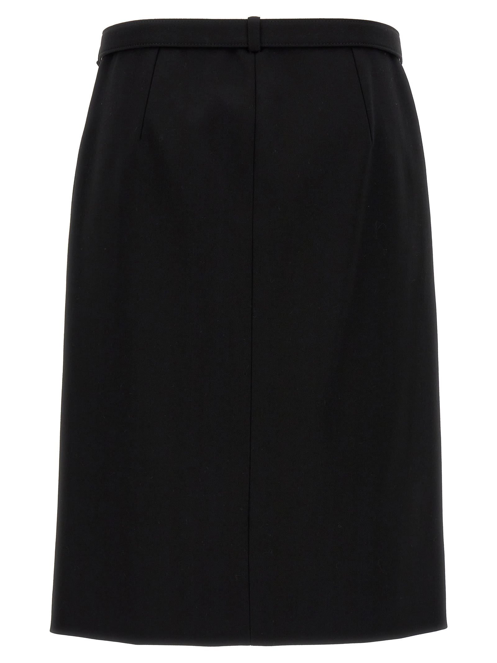 Shop Gucci Wool Skirt With Removable Belt In Black