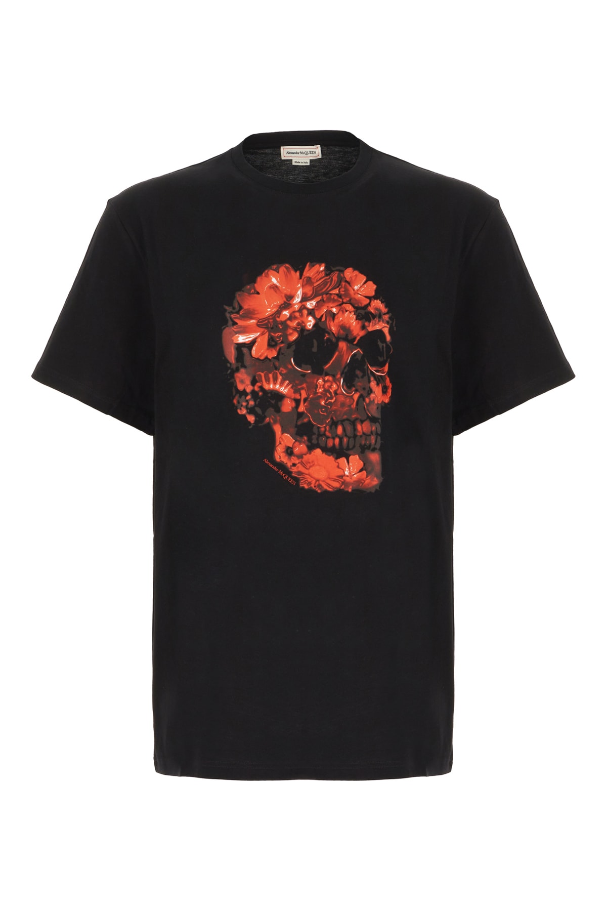 Alexander Mcqueen Black Cotton T-shirt In Black Red