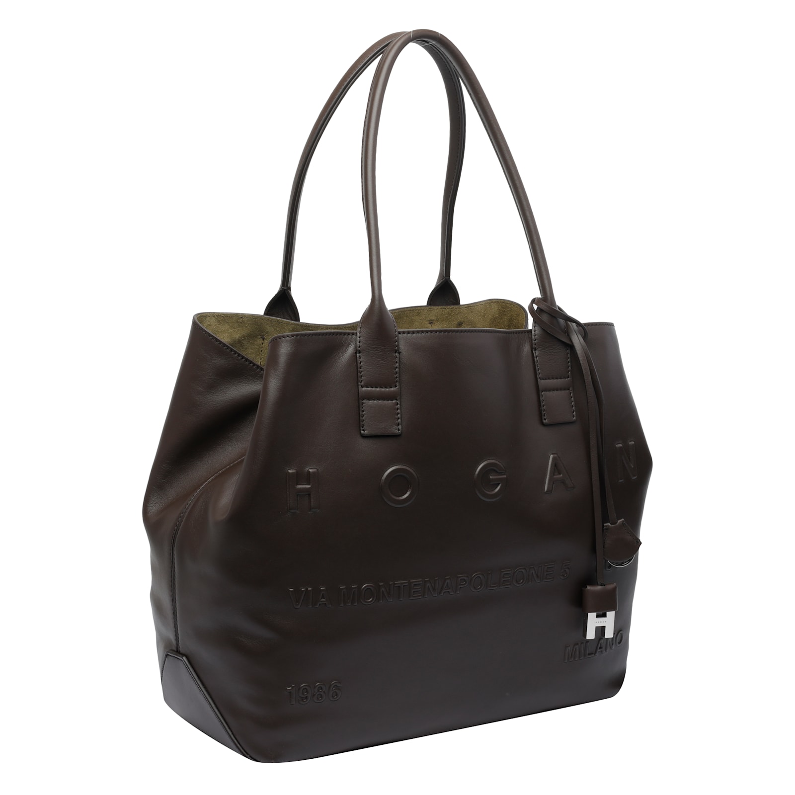 Hogan Script Medium Shopping Bag In Black