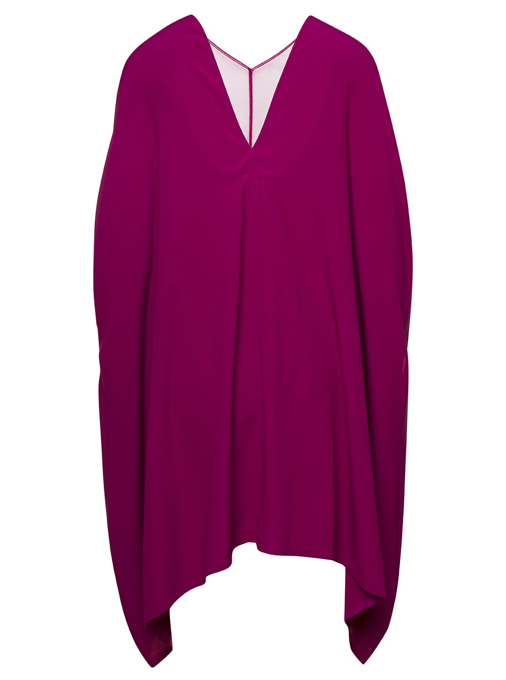 Shop Rick Owens Babel Fuchsia Kaftan With Plunging Neckline And Mesh Panelling In Acetate Woman In Fuxia