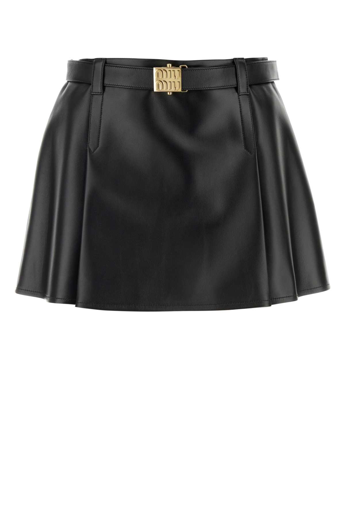 Miu Miu Black Nappa Leather Mini Skirt