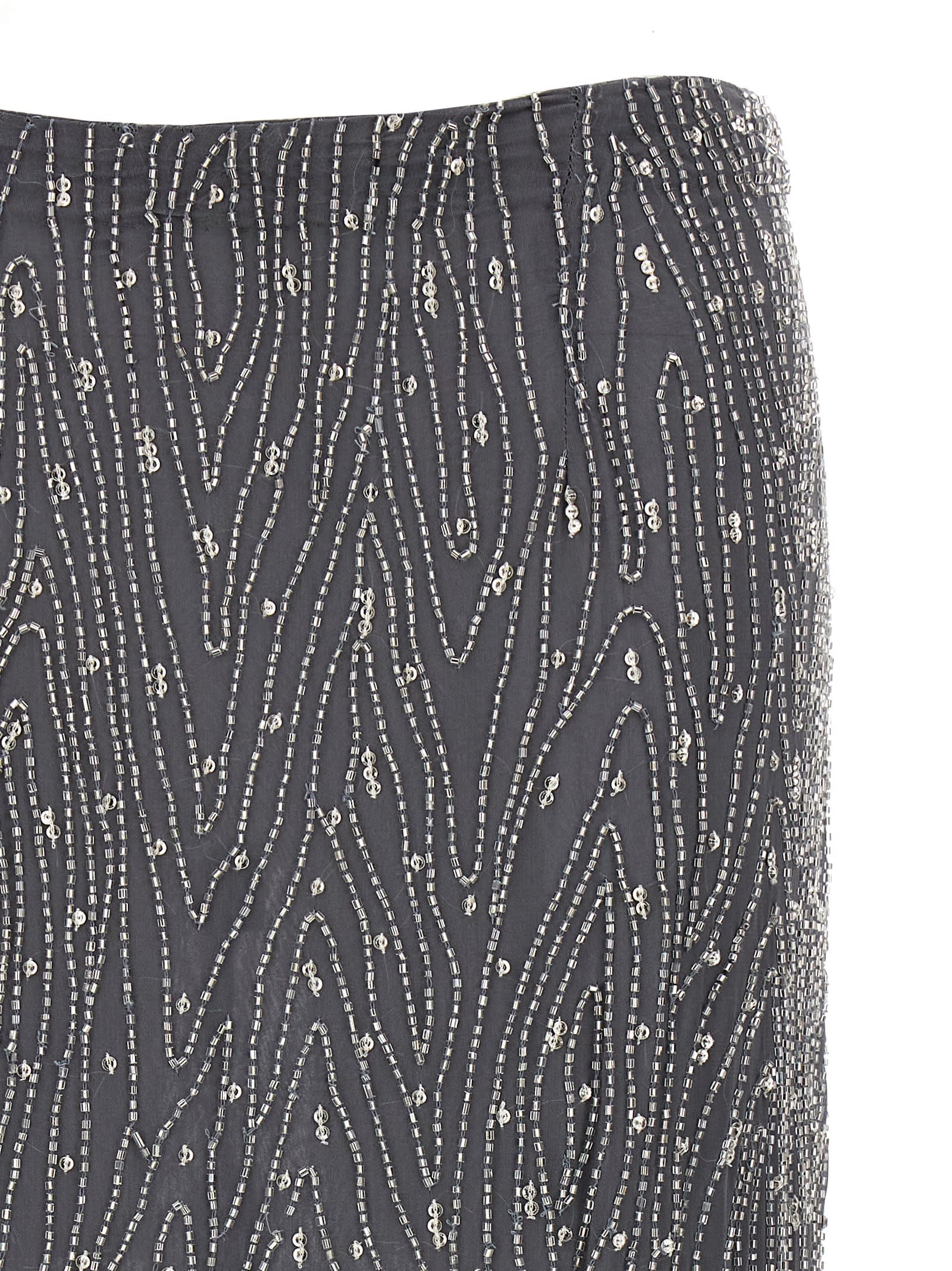 Shop P.a.r.o.s.h Beads And Sequins Skirt In Gray
