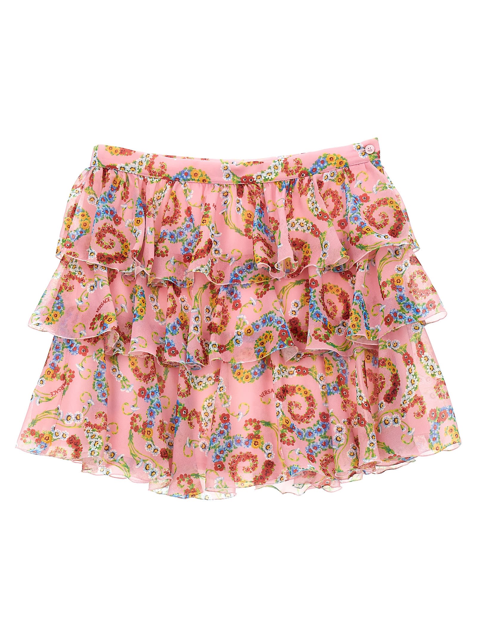 Versace Geo Poly Barocco Flower Skirt In Multicolor