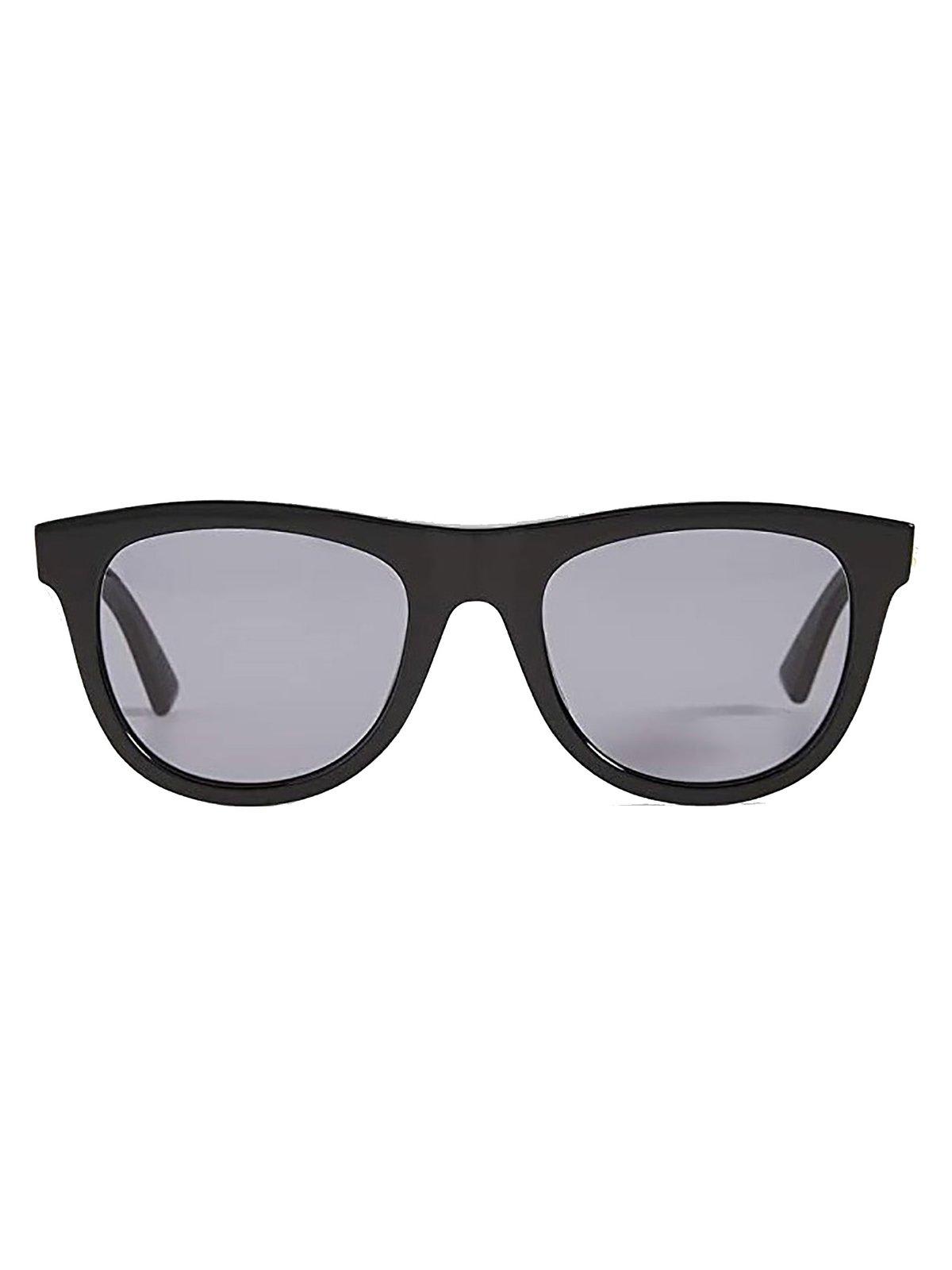 Shop Bottega Veneta Round Frame Sunglasses In 001 Black Black Grey