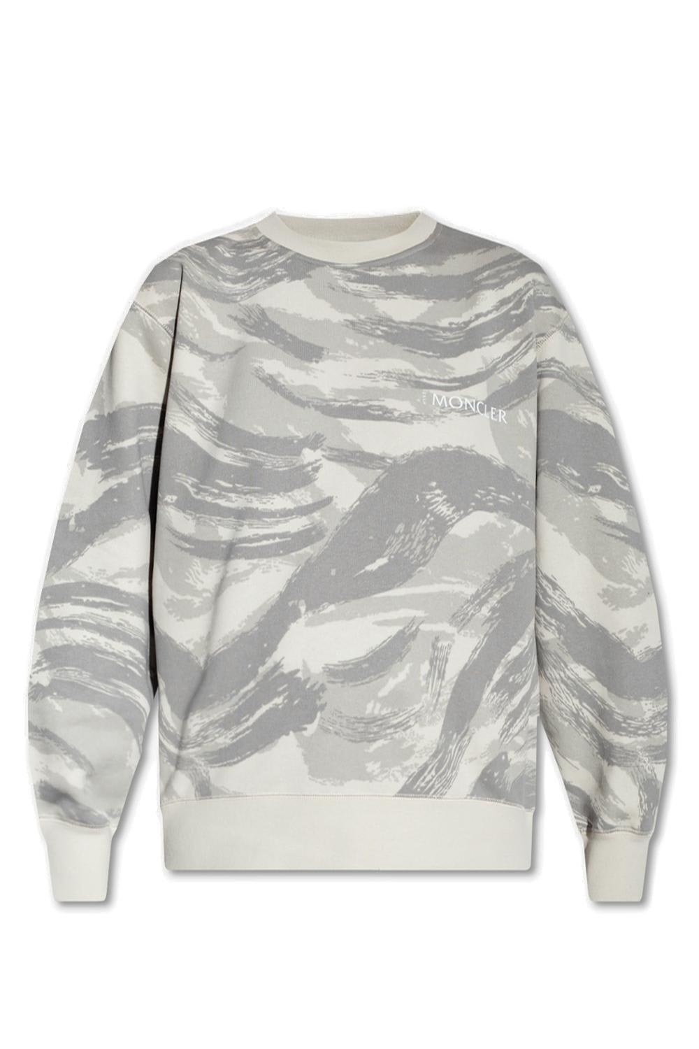 Shop Moncler X Hyke Logo Printed Crewneck Sweatshirt In Grey