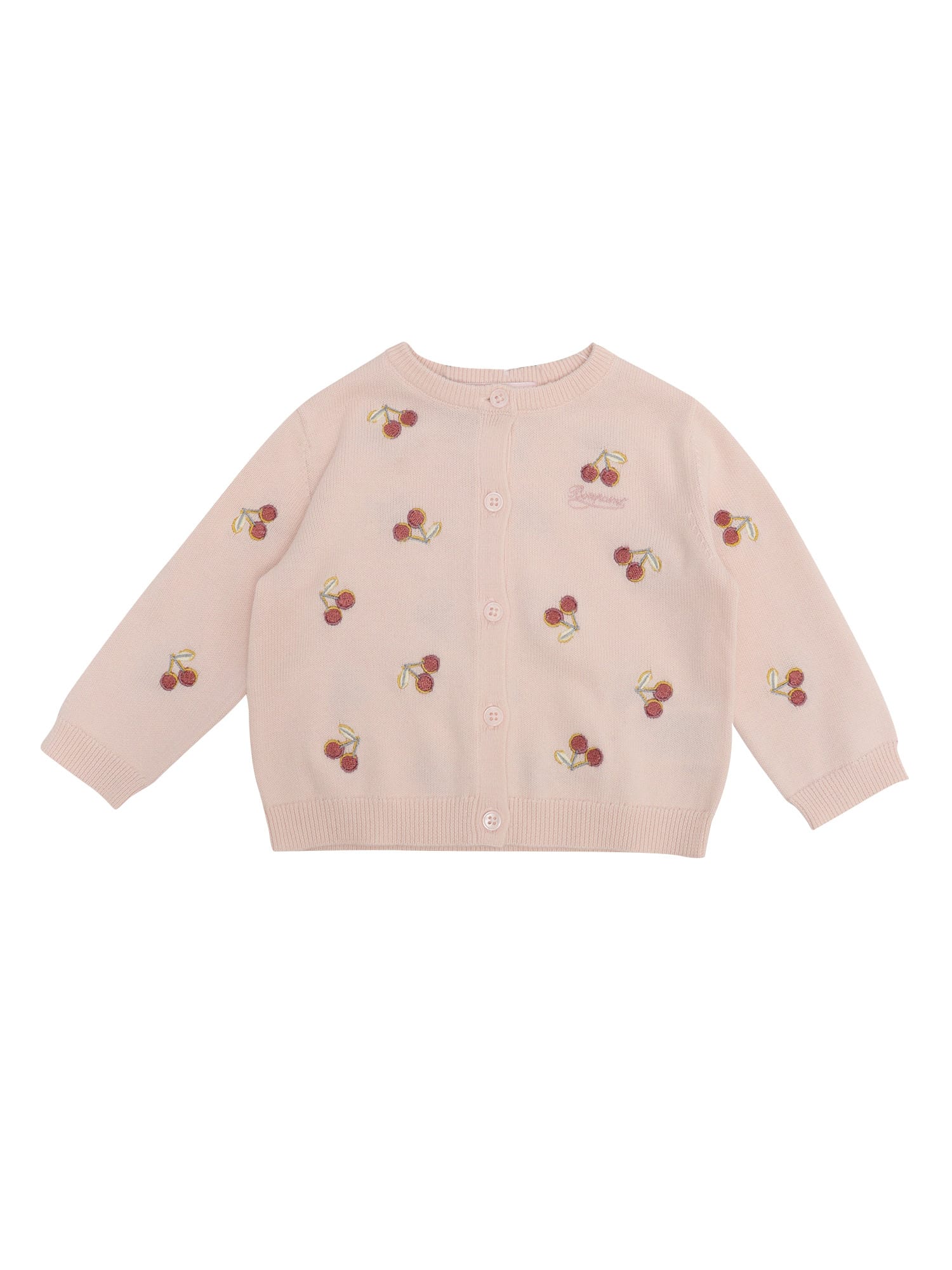 Shop Bonpoint Girls Cardigan With Cherries In Pink
