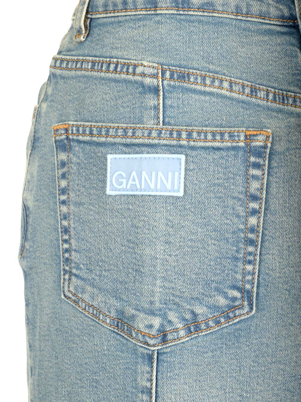 Shop Ganni Peplum Midi Skirt In Clear Blue