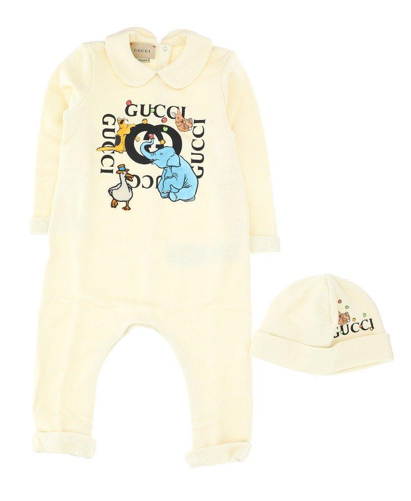 Gucci Logo Prined Long-sleeved Babygrow Set