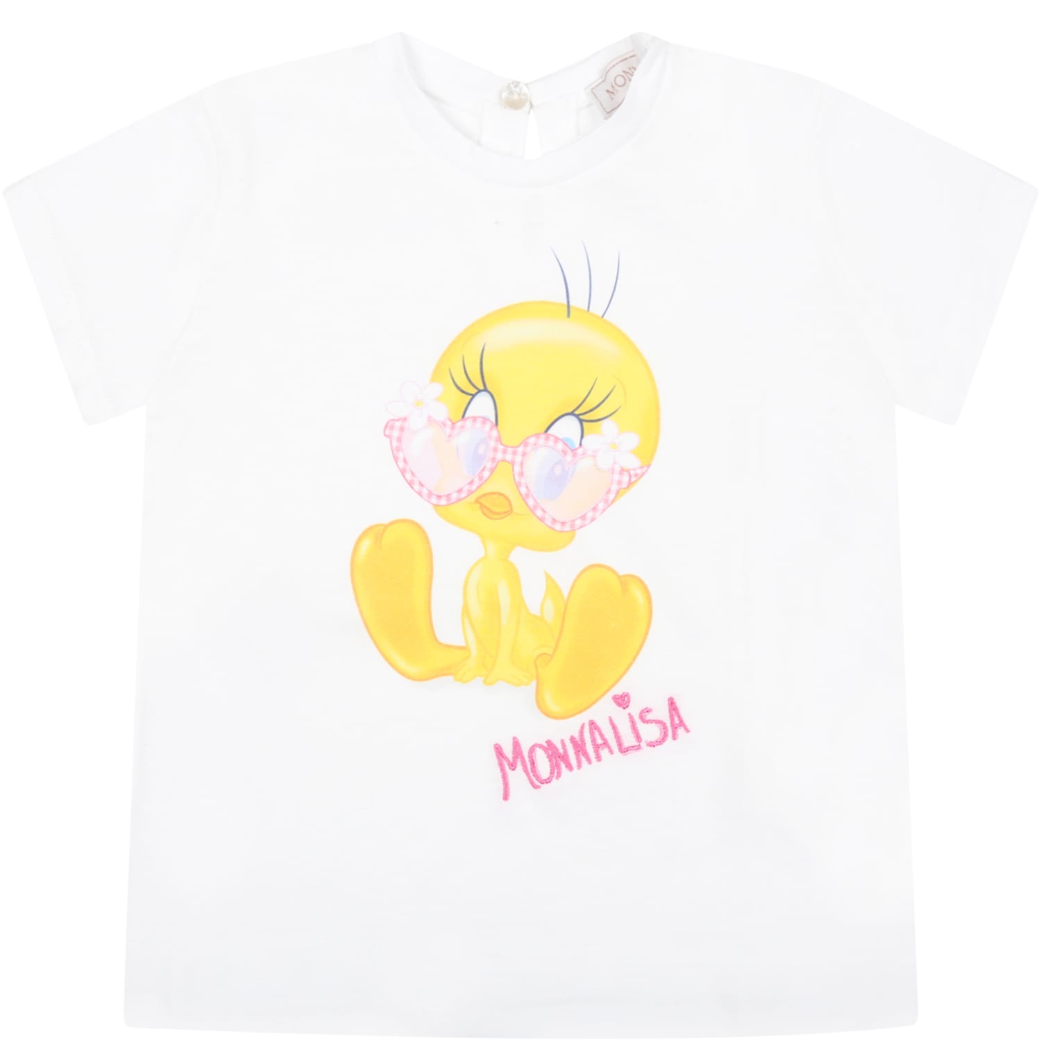Monnalisa White T-shirt For Baby Girl With Tweety