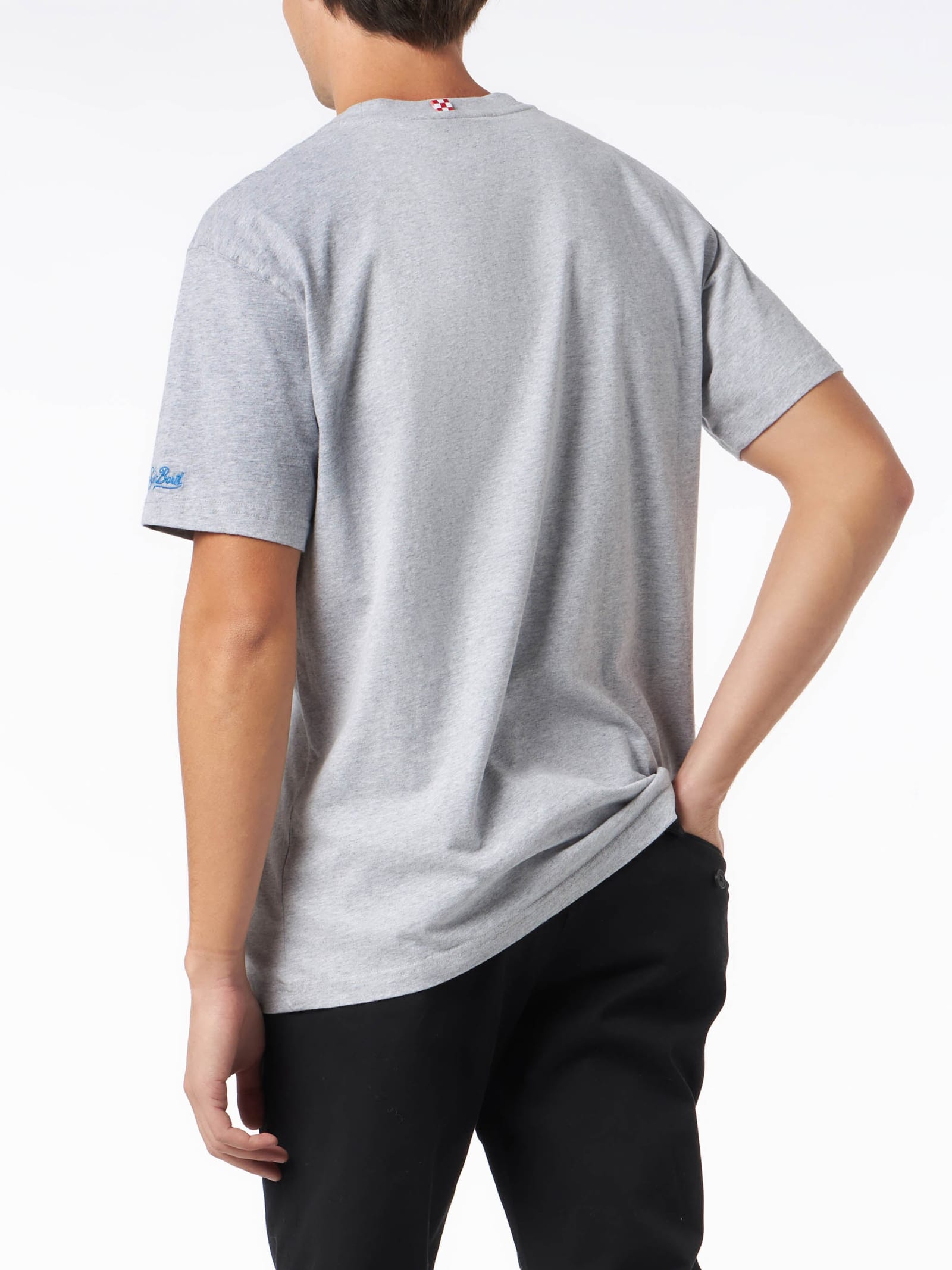 MC2 SAINT BARTH MAN HEAVY COTTON T-SHIRT WITH GIN TONIC PRINT